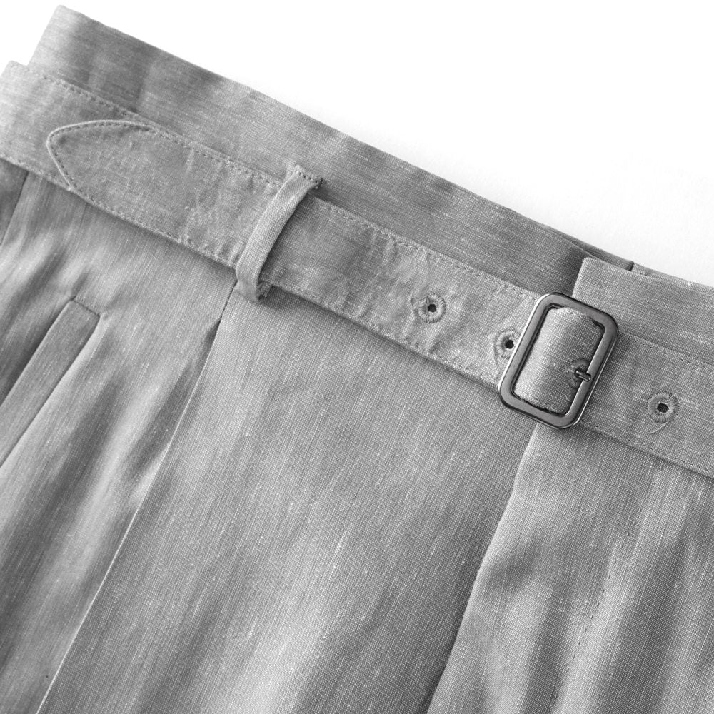 エキパージュ EQUIPAGE ベルテッドパンツ リネン スラックス ワイド PROTEO 687 ウール ストレッチ リネンウール 25春夏 メンズ ベルテッド ベルト ワイドパンツ カジュアル ビジネス イタリア ホワイト グレー リネンパンツ