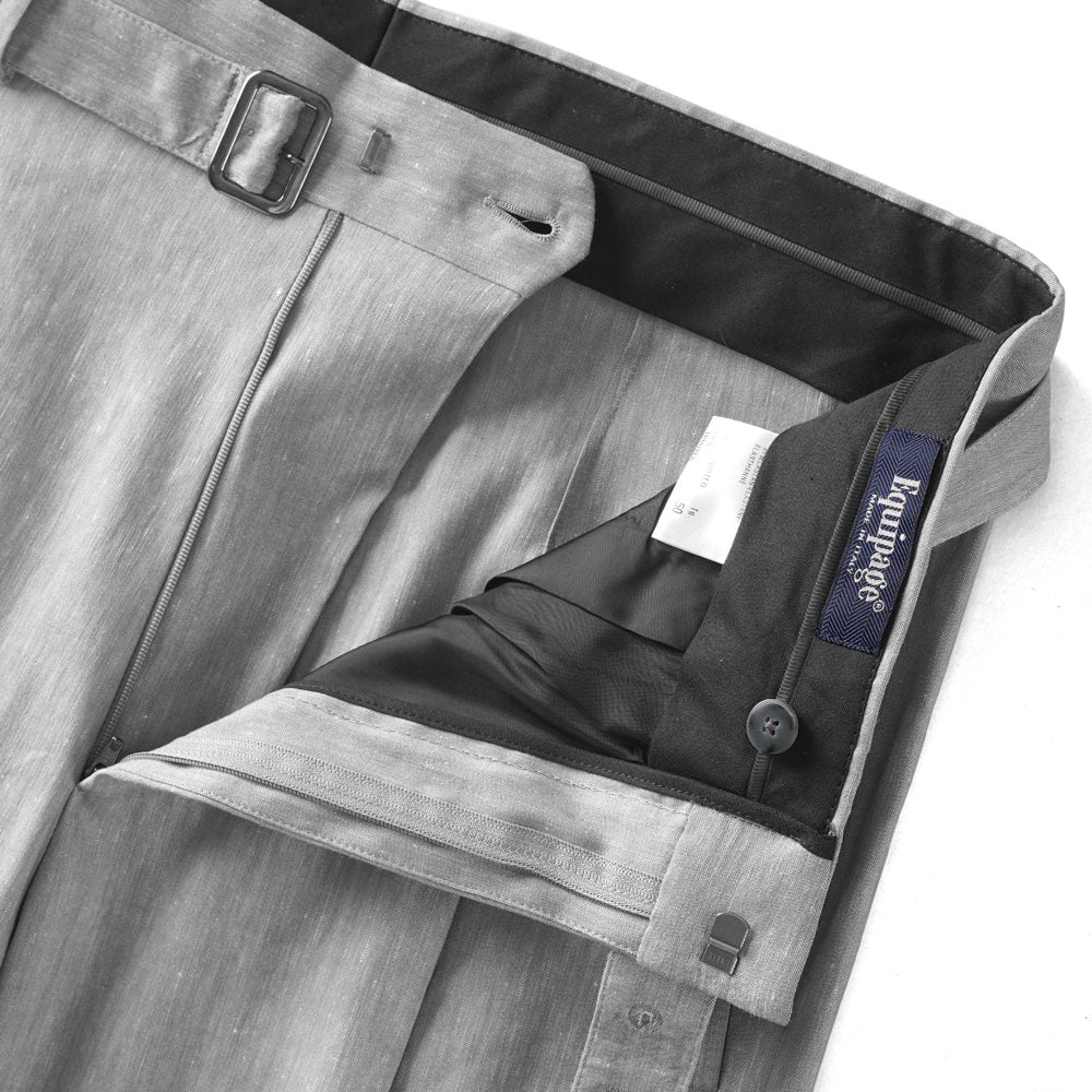 エキパージュ EQUIPAGE ベルテッドパンツ リネン スラックス ワイド PROTEO 687 ウール ストレッチ リネンウール 25春夏 メンズ ベルテッド ベルト ワイドパンツ カジュアル ビジネス イタリア ホワイト グレー リネンパンツ