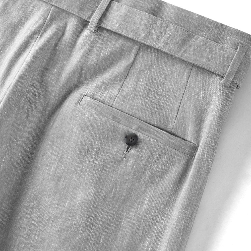 エキパージュ EQUIPAGE ベルテッドパンツ リネン スラックス ワイド PROTEO 687 ウール ストレッチ リネンウール 25春夏 メンズ ベルテッド ベルト ワイドパンツ カジュアル ビジネス イタリア ホワイト グレー リネンパンツ