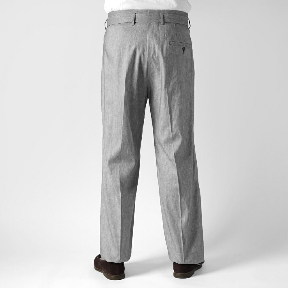 エキパージュ EQUIPAGE ベルテッドパンツ リネン スラックス ワイド PROTEO 687 ウール ストレッチ リネンウール 25春夏 メンズ ベルテッド ベルト ワイドパンツ カジュアル ビジネス イタリア ホワイト グレー リネンパンツ