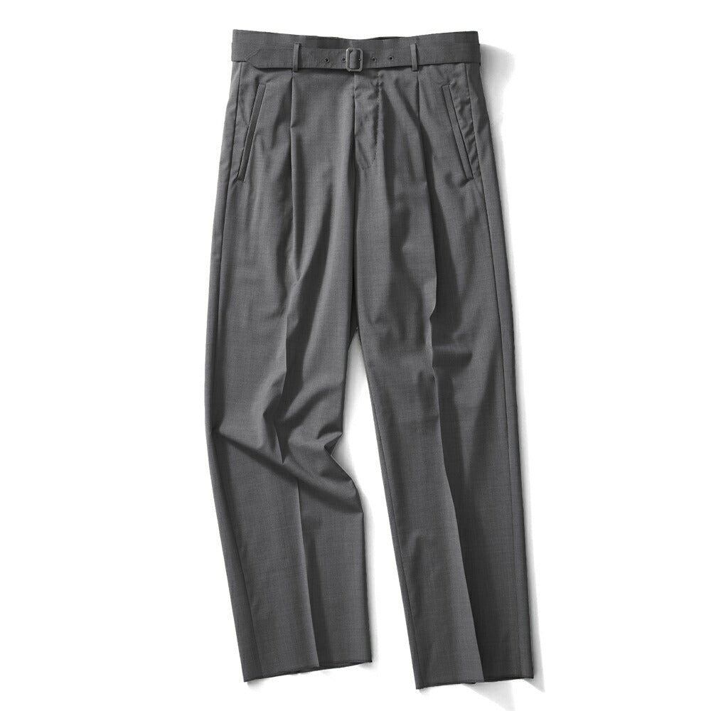 エキパージュ EQUIPAGE ベルテッドパンツ スラックス ワイド PROTEO 933 ウール ストレッチ 25春夏 ベルテッド ベルト ワイドパンツ メンズ カジュアル ビジネス イタリア ワイドスラックス ブラック ブラウン グレー