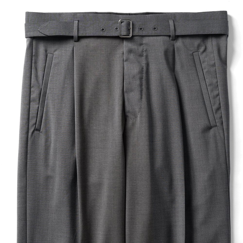 エキパージュ EQUIPAGE ベルテッドパンツ スラックス ワイド PROTEO 933 ウール ストレッチ 25春夏 ベルテッド ベルト ワイドパンツ メンズ カジュアル ビジネス イタリア ワイドスラックス ブラック ブラウン グレー