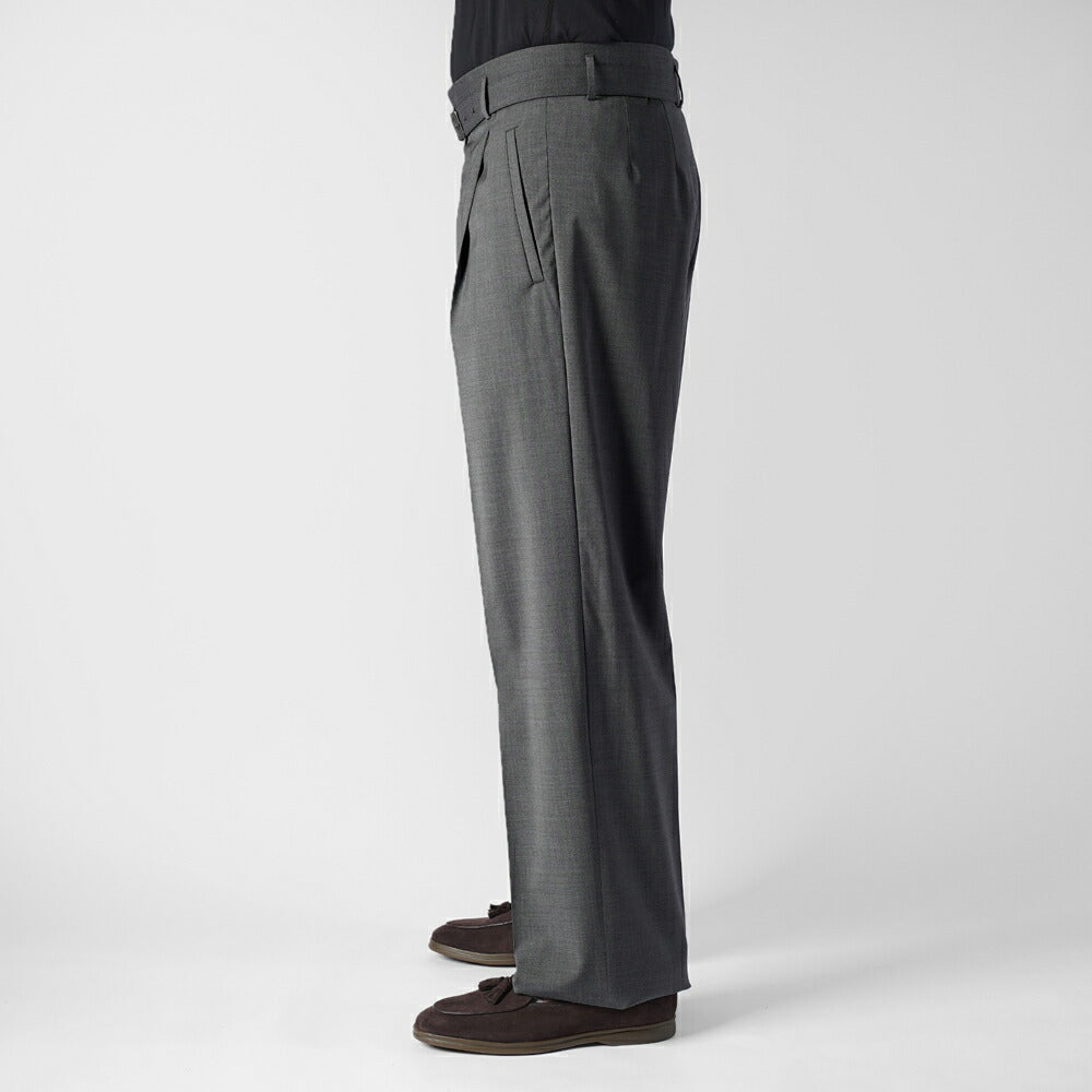 エキパージュ EQUIPAGE ベルテッドパンツ スラックス ワイド PROTEO 933 ウール ストレッチ 25春夏 ベルテッド ベルト ワイドパンツ メンズ カジュアル ビジネス イタリア ワイドスラックス ブラック ブラウン グレー