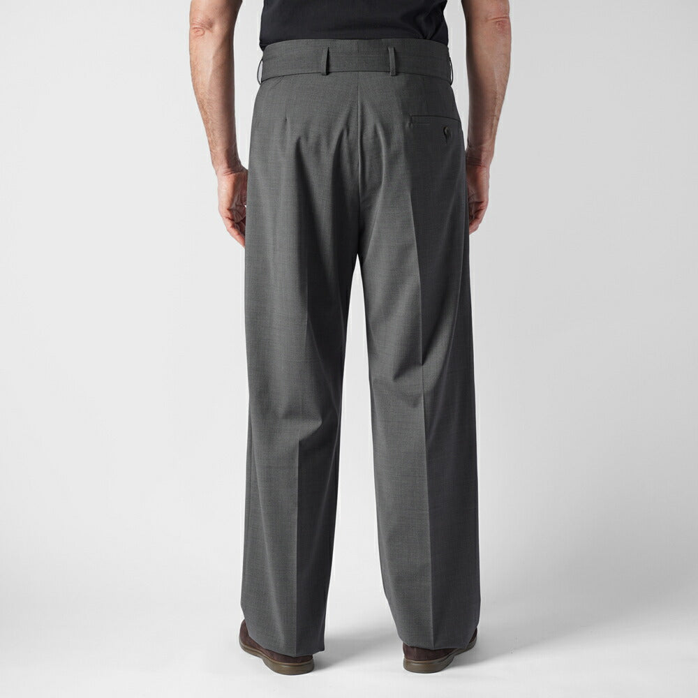 エキパージュ EQUIPAGE ベルテッドパンツ スラックス ワイド PROTEO 933 ウール ストレッチ 25春夏 ベルテッド ベルト ワイドパンツ メンズ カジュアル ビジネス イタリア ワイドスラックス ブラック ブラウン グレー