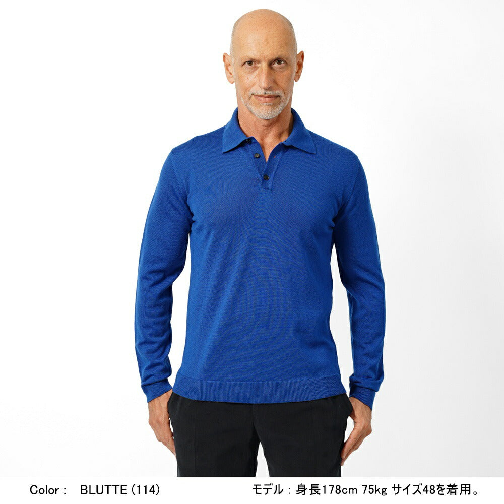 ロベルトコリーナ 長袖 ニットポロ 1004 ハイゲージ ブラウン ブラック ネイビー オフホワイト グレー ブルー 秋冬 roberto collina ポロ ニット ポロニット メンズ ニット インポート イタリア セーター ハイゲージ