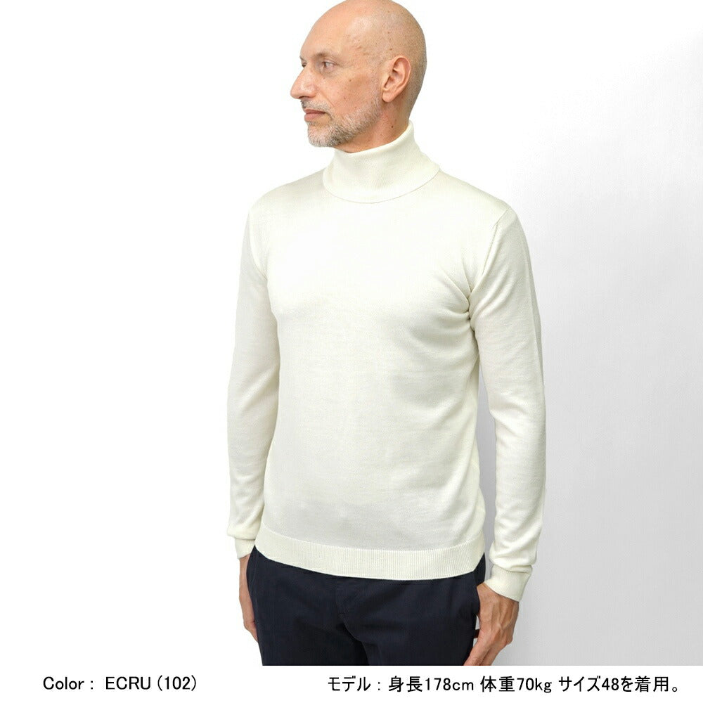 ロベルトコリーナ ニット タートルネック 1003 ハイゲージ ブラック ネイビー グレー オフホワイト エンジ カーキ ミリタリー 秋冬 roberto collina メンズ セーター 薄手 タートル