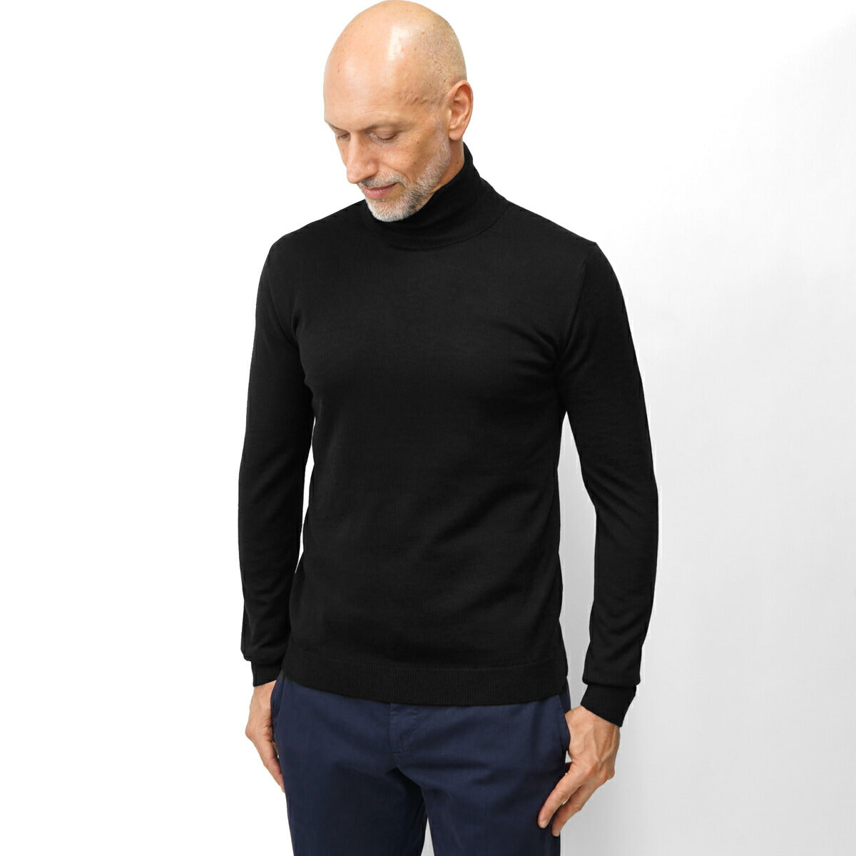 ロベルトコリーナ ニット タートルネック 1003 ハイゲージ ブラック ネイビー グレー オフホワイト エンジ カーキ ミリタリー 秋冬 roberto collina メンズ セーター 薄手 タートル