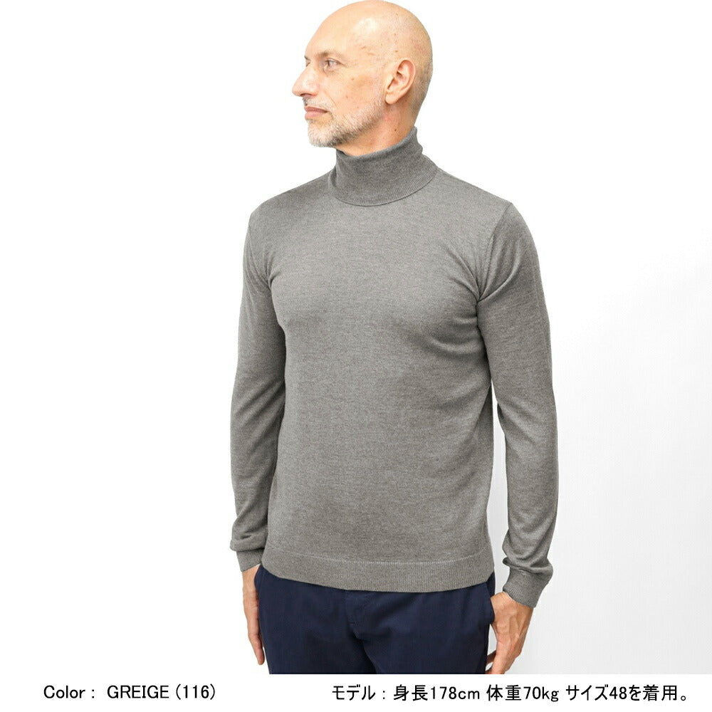 ロベルトコリーナ ニット タートルネック 1003 ハイゲージ ブラック ネイビー グレー オフホワイト エンジ カーキ ミリタリー 秋冬 roberto collina メンズ セーター 薄手 タートル