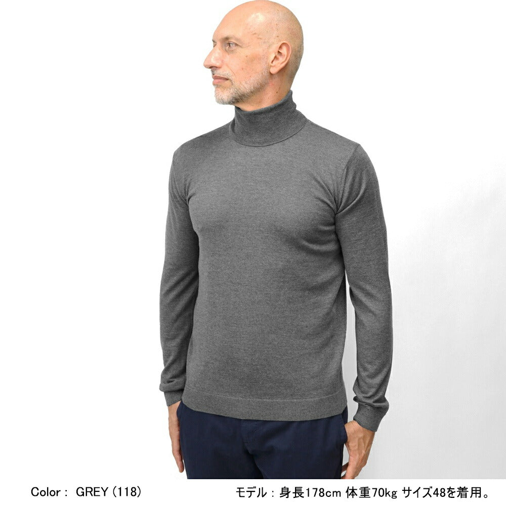 ロベルトコリーナ ニット タートルネック 1003 ハイゲージ ブラック ネイビー グレー オフホワイト エンジ カーキ ミリタリー 秋冬 roberto collina メンズ セーター 薄手 タートル