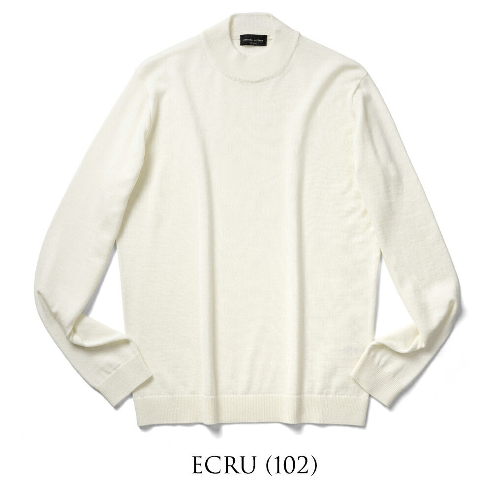 ロベルトコリーナ ニット モックネック 1006 ハイゲージ ワインレッド ブラック ネイビー オフホワイト カーキ ミリタリー ワインレッド ボルドー グリーン 秋冬 roberto collina メンズ ニット ハイネック インポート イタリア セーター 薄手