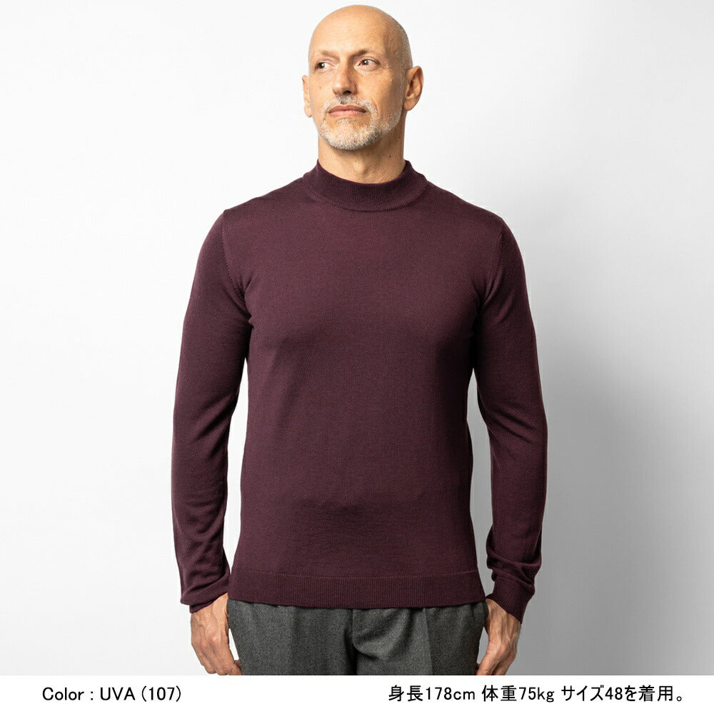 ロベルトコリーナ ニット モックネック 1006 ハイゲージ ワインレッド ブラック ネイビー オフホワイト カーキ ミリタリー ワインレッド ボルドー グリーン 秋冬 roberto collina メンズ ニット ハイネック インポート イタリア セーター 薄手