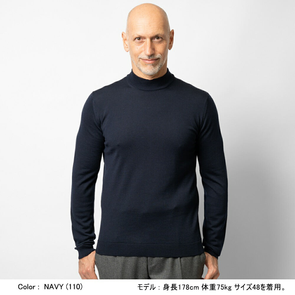 ロベルトコリーナ ニット モックネック 1006 ハイゲージ ワインレッド ブラック ネイビー オフホワイト カーキ ミリタリー ワインレッド ボルドー グリーン 秋冬 roberto collina メンズ ニット ハイネック インポート イタリア セーター 薄手