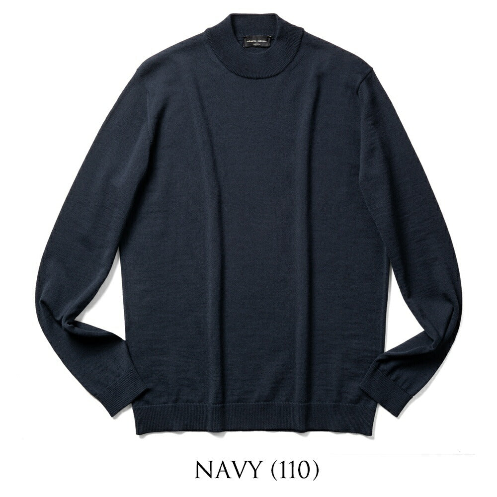 ロベルトコリーナ ニット モックネック 1006 ハイゲージ ワインレッド ブラック ネイビー オフホワイト カーキ ミリタリー ワインレッド ボルドー グリーン 秋冬 roberto collina メンズ ニット ハイネック インポート イタリア セーター 薄手