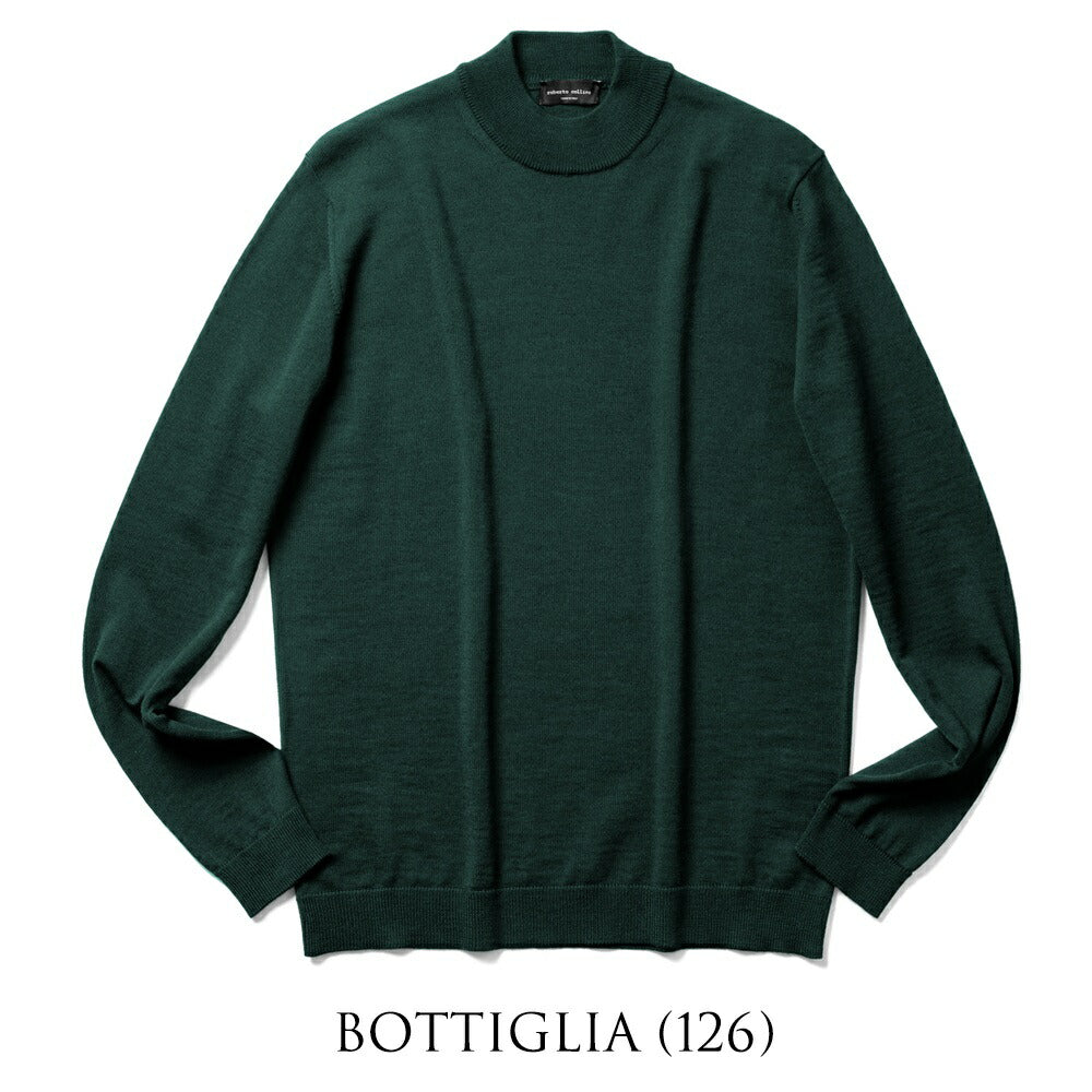 ロベルトコリーナ ニット モックネック 1006 ハイゲージ ワインレッド ブラック ネイビー オフホワイト カーキ ミリタリー ワインレッド ボルドー グリーン 秋冬 roberto collina メンズ ニット ハイネック インポート イタリア セーター 薄手