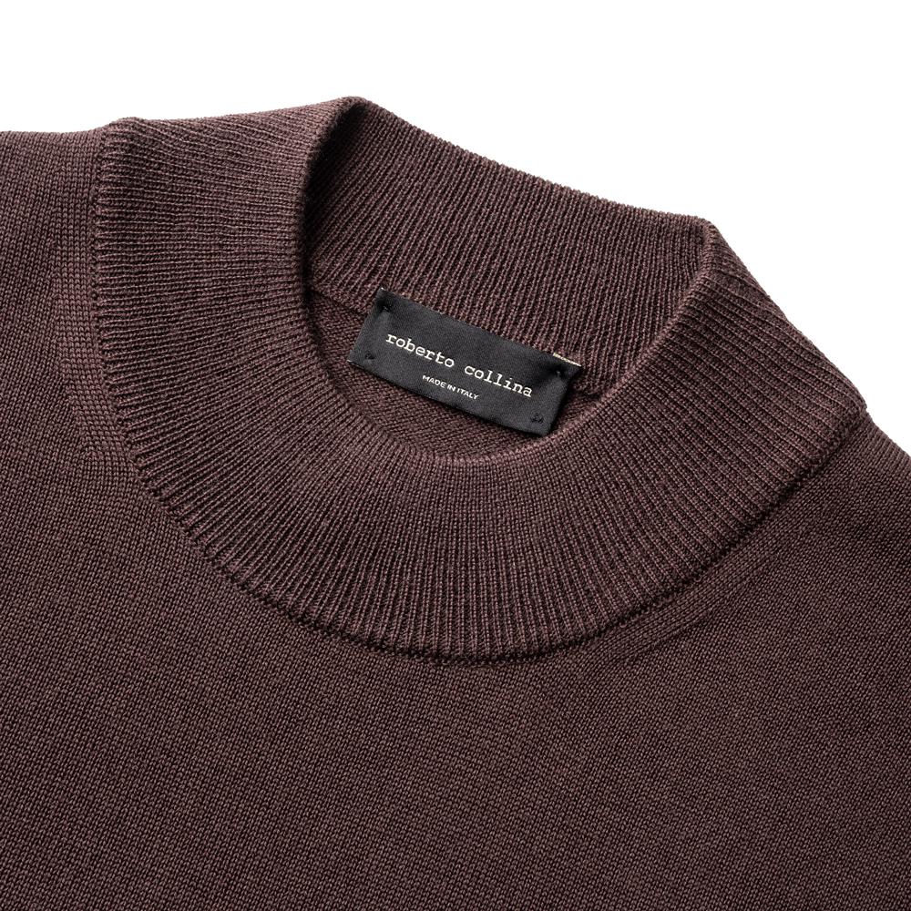 ロベルトコリーナ ニット モックネック 1006 ハイゲージ ワインレッド ブラック ネイビー オフホワイト カーキ ミリタリー ワインレッド ボルドー グリーン 秋冬 roberto collina メンズ ニット ハイネック インポート イタリア セーター 薄手