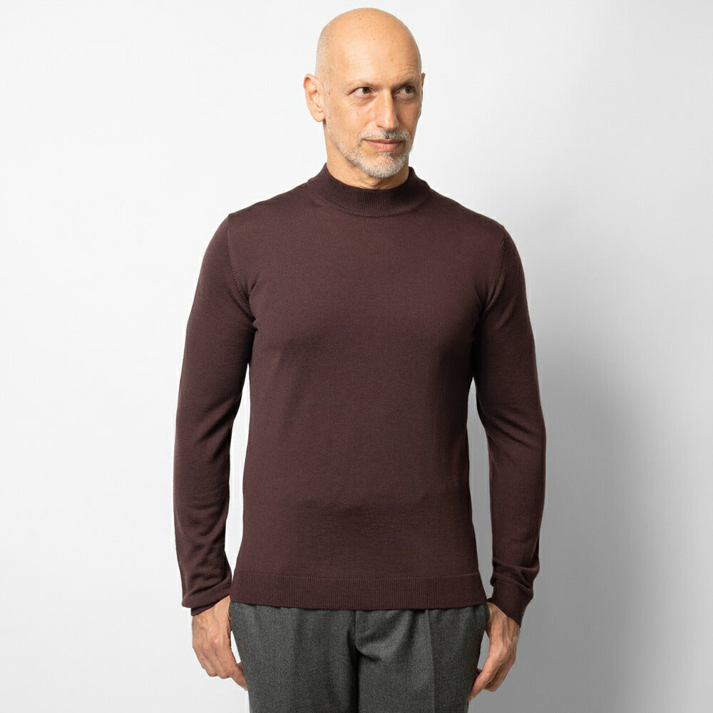 ロベルトコリーナ ニット モックネック 1006 ハイゲージ ワインレッド ブラック ネイビー オフホワイト カーキ ミリタリー ワインレッド ボルドー グリーン 秋冬 roberto collina メンズ ニット ハイネック インポート イタリア セーター 薄手