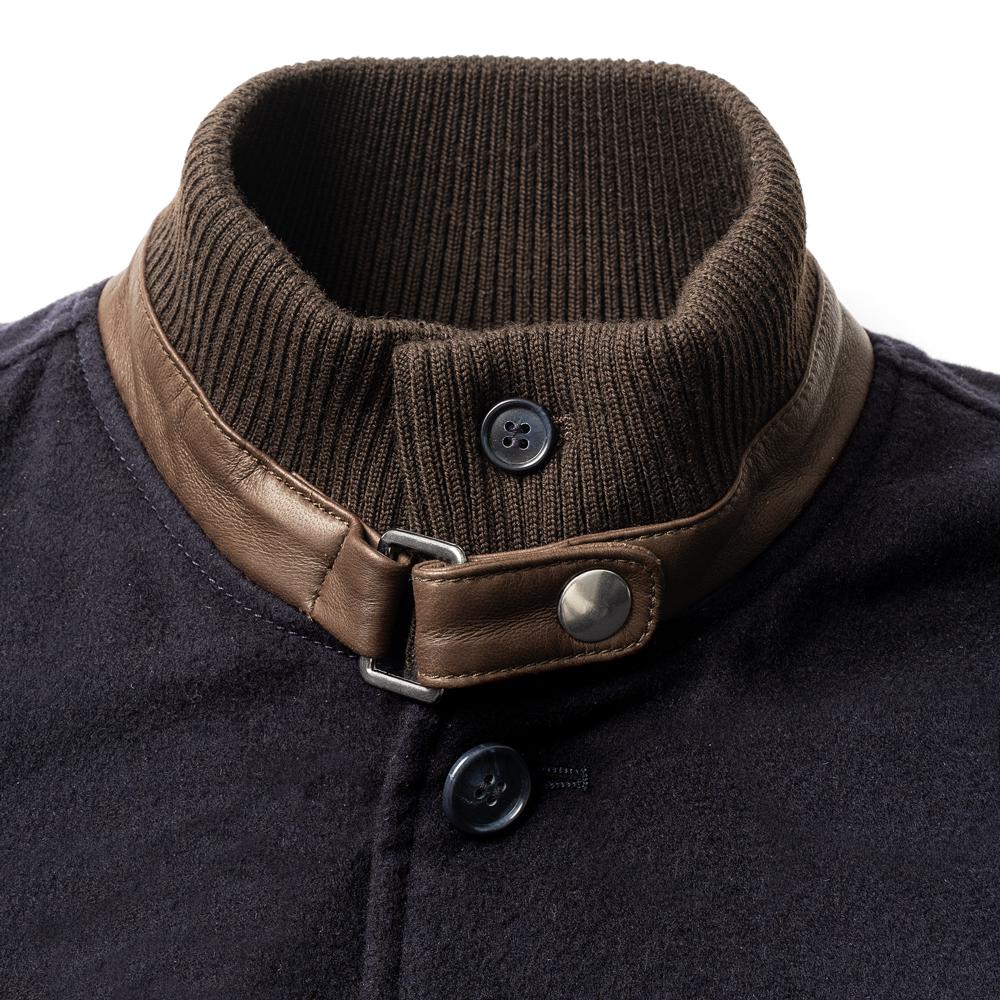 【返品不可】RENZO CENCI レンツォチェンチ 6384-COMO パデッド ブルゾン ネイビー グレー カシミア混ウール ヴァルスタリーノ バルスター バルスタリーノ ブルゾン メンズ レザー イタリア ショート丈 ジャケット バルスター カシミア 中綿 スタンドカラー