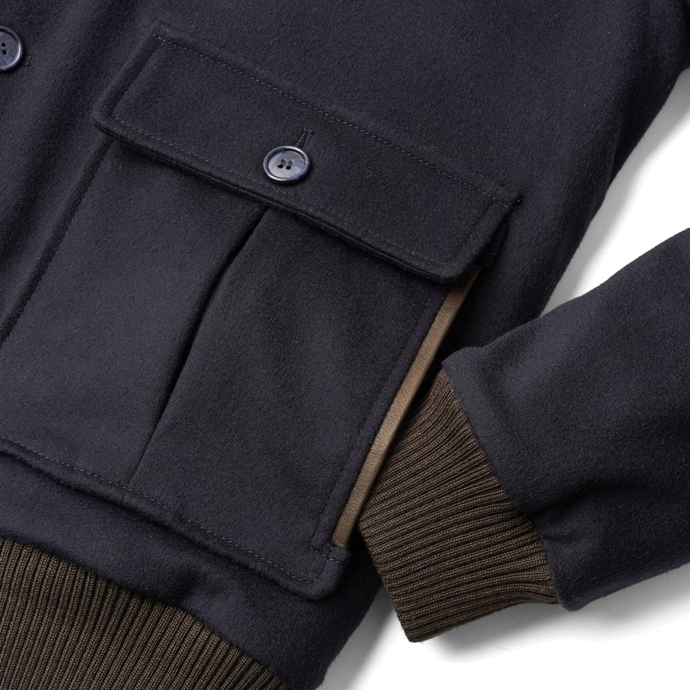 【返品不可】RENZO CENCI レンツォチェンチ 6384-COMO パデッド ブルゾン ネイビー グレー カシミア混ウール ヴァルスタリーノ バルスター バルスタリーノ ブルゾン メンズ レザー イタリア ショート丈 ジャケット バルスター カシミア 中綿 スタンドカラー