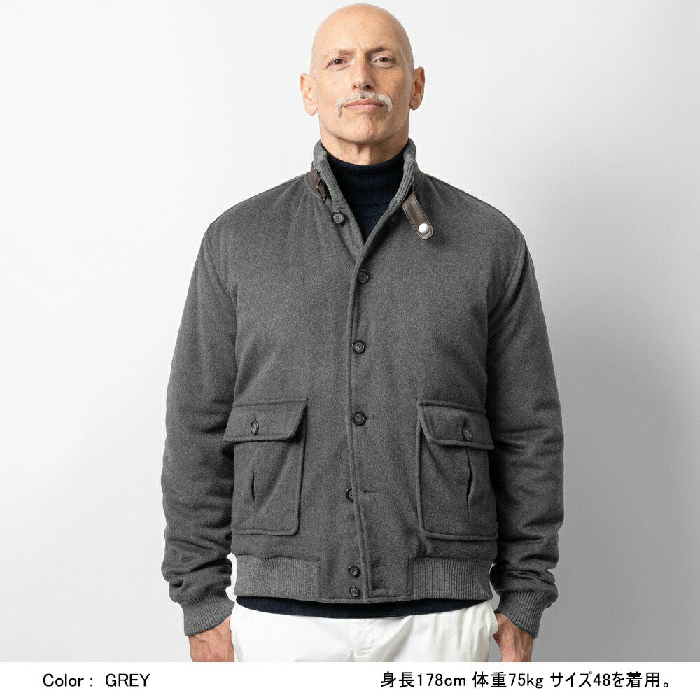 【返品不可】RENZO CENCI レンツォチェンチ 6384-COMO パデッド ブルゾン ネイビー グレー カシミア混ウール ヴァルスタリーノ バルスター バルスタリーノ ブルゾン メンズ レザー イタリア ショート丈 ジャケット バルスター カシミア 中綿 スタンドカラー