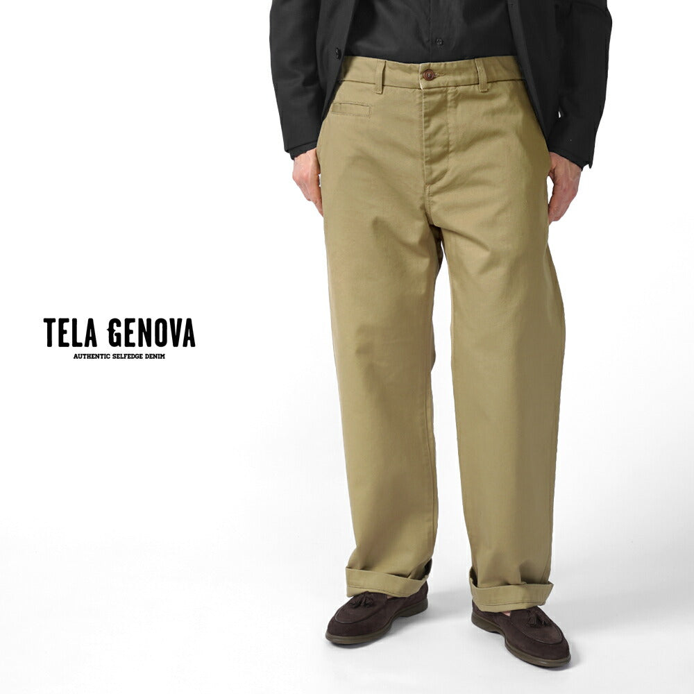 テラジェノバ TELA GENOVA チノパンツ ミリタリーチノ REN03 BEIG RENZO コットン ヴィンテージ ビンテージ ミリタリー US ARMY チノ ストレート 25春夏 メンズ チノパン カジュアル ベージュ カーキ