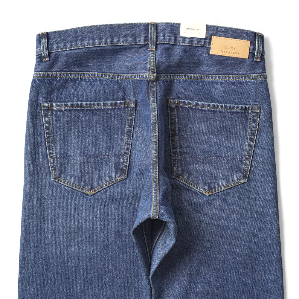 テラジェノバ TELA GENOVA デニム 5ポケット ヴィンテージフィット ROD010 BLUE WQ RODOLFO VINTAGE FIT コットン ヴィンテージ ビンテージ ストレート セルビッジ 25春夏 メンズ デニムパンツ イタリアンデニム カジュアル ストーンウォッシュ ブルー