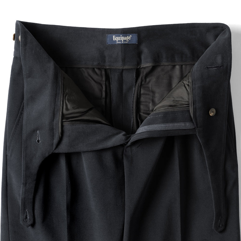 エキパージュ EQUIPAGE グルカパンツ トラウザー ROMOLO 201 セミワイド チノ ミリタリー コットンパンツ ストレッチ 25秋冬 スラックス チノパン チノパンツ  メンズ カジュアル ビジネス イタリア ネイビー オフホワイト ブラック