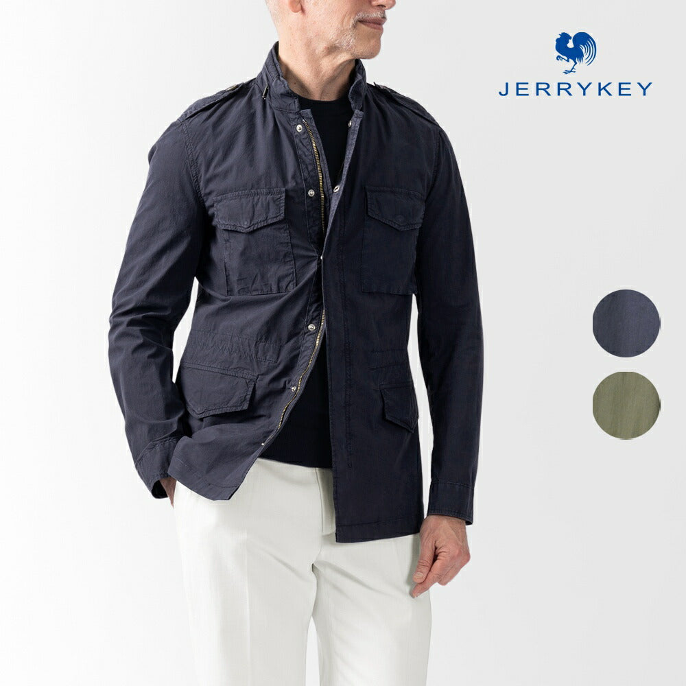 ジェリーケイ JERRY KEY M-65ジャケット フィールドジャケット シングル ネイビー カーキグリーン SAHARA 3320-93216 25春夏 ミリタリージャケット コットン メンズ ビジネス ブランド M65 ミリタリー イタリア