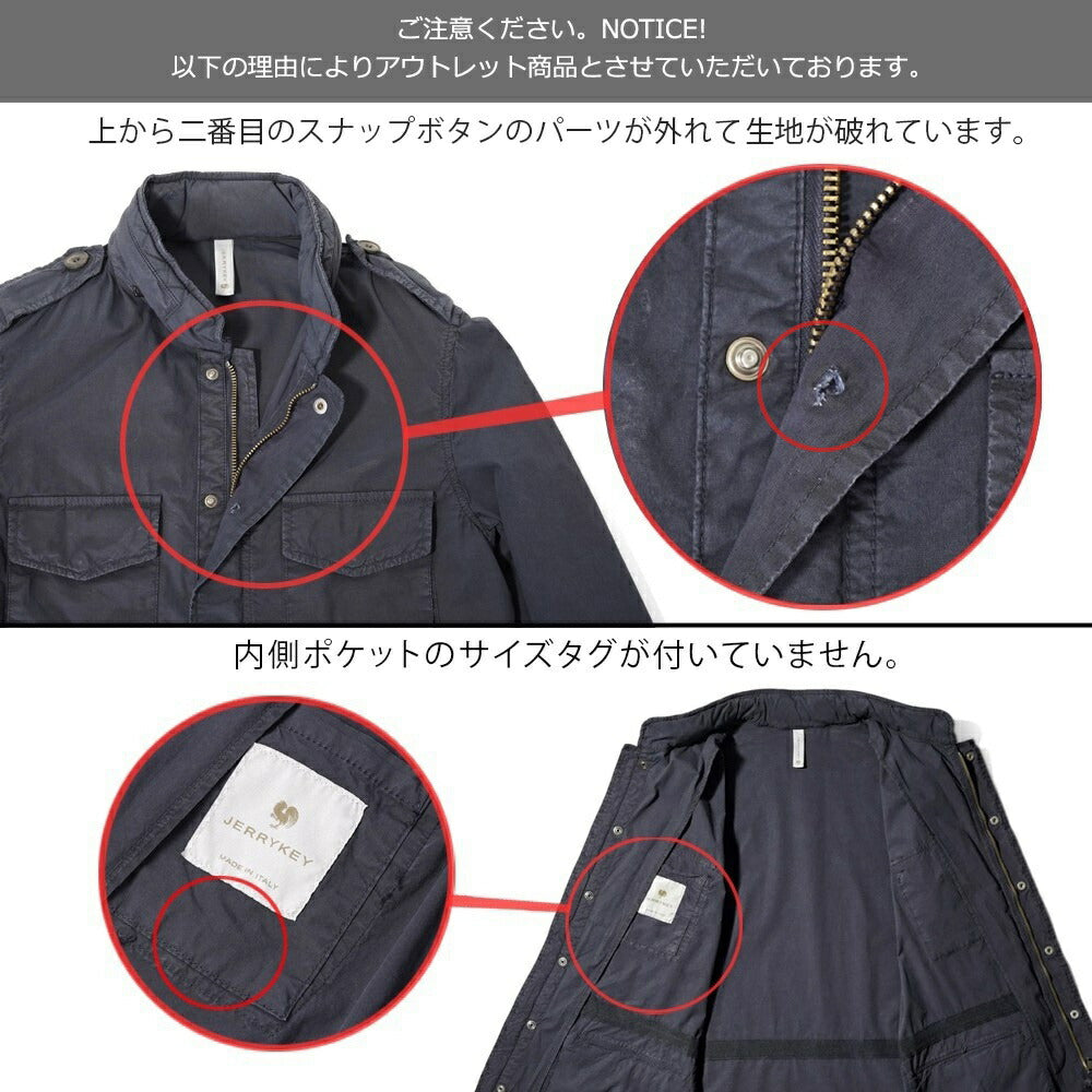 【アウトレット特価】ジェリーケイ JERRY KEY M-65ジャケット フィールドジャケット シングル ネイビー カーキグリーン SAHARA 3320-93216 25春夏 ミリタリージャケット コットン メンズ ビジネス ブランド M65 ミリタリー イタリア