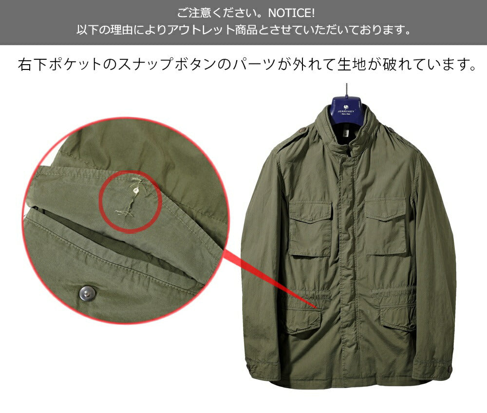 【アウトレット特価】ジェリーケイ JERRY KEY M-65ジャケット フィールドジャケット シングル ネイビー カーキグリーン SAHARA 3320-93216 25春夏 ミリタリージャケット コットン メンズ ビジネス ブランド M65 ミリタリー イタリア