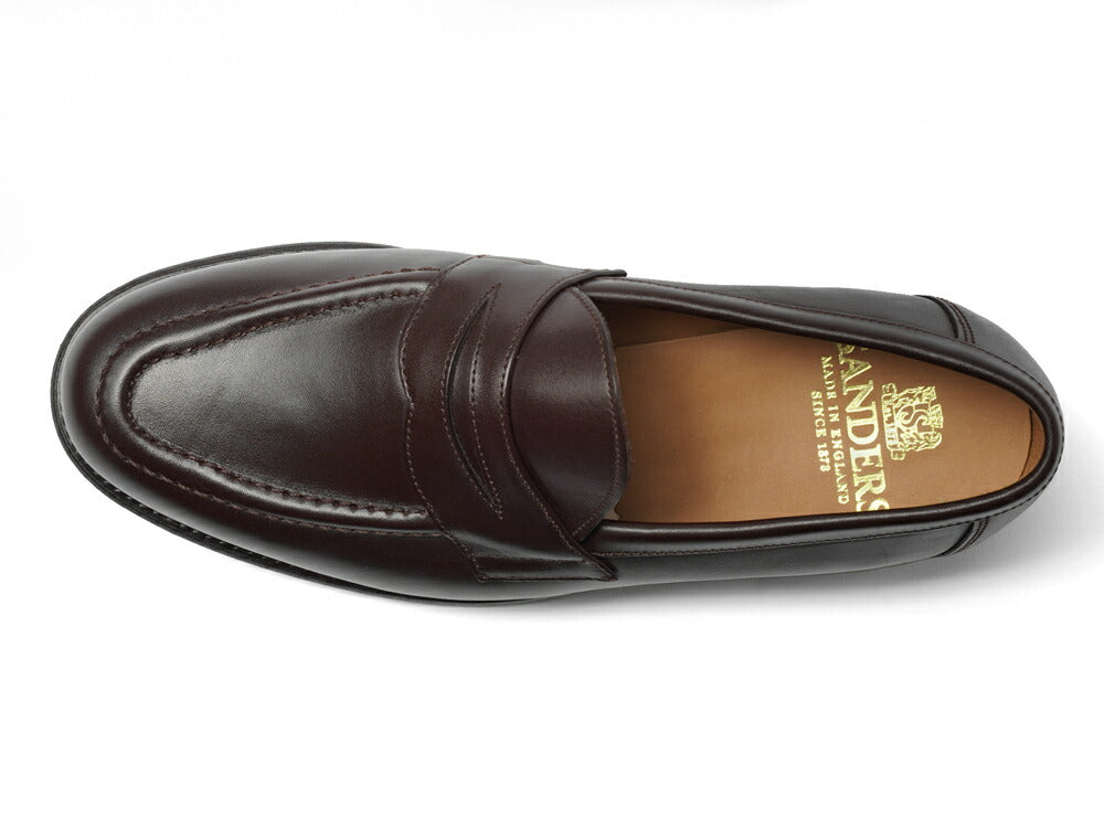 サンダース SANDERS CLIVE PENNY LOAFER ペニーローファー コインローファー バックステッチ無し 2172TD ダークブラウン ブラウン カーフレザー コマンドソール  ローファー 英国 イギリス メンズ革靴 高品質 メンズ ブランド 履き心地 紳士靴 ビジネス カジュアル 革靴