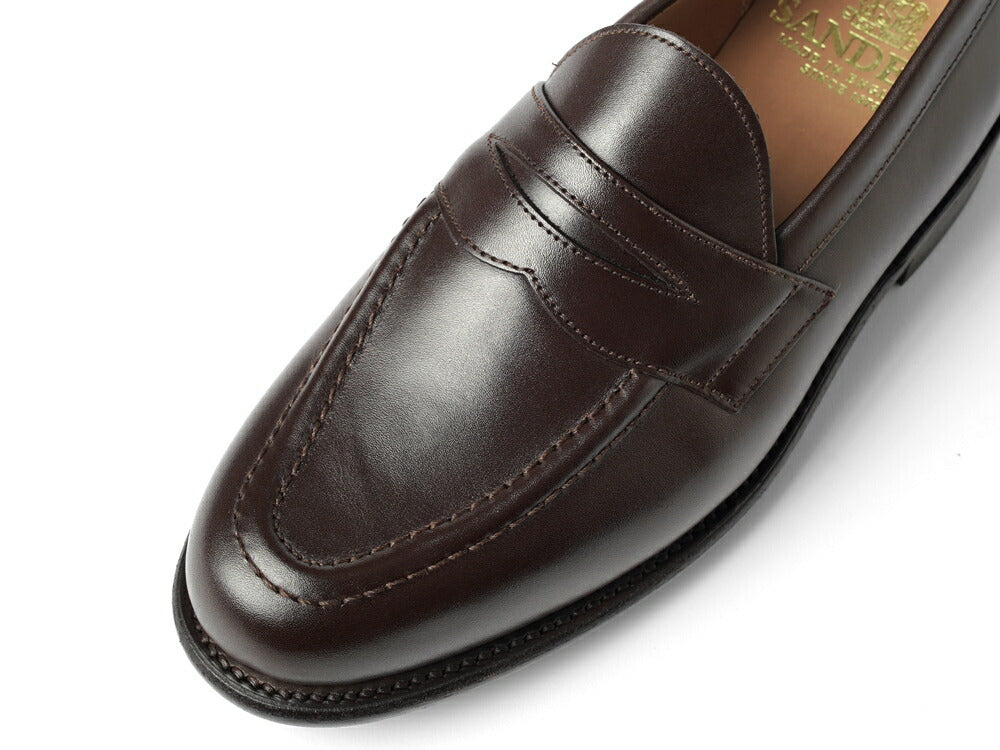 サンダース SANDERS CLIVE PENNY LOAFER ペニーローファー コインローファー バックステッチ無し 2172TD ダークブラウン ブラウン カーフレザー コマンドソール  ローファー 英国 イギリス メンズ革靴 高品質 メンズ ブランド 履き心地 紳士靴 ビジネス カジュアル 革靴