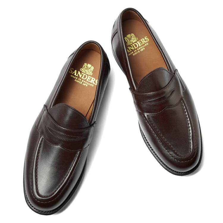 サンダース SANDERS CLIVE PENNY LOAFER ペニーローファー コインローファー バックステッチ有 2172TD ダークブラウン ブラウン カーフレザー コマンドソール スキーモック ローファー 英国 イギリス メンズ革靴 高品質 メンズ ブランド 紳士靴 ビジネス カジュアル 革靴