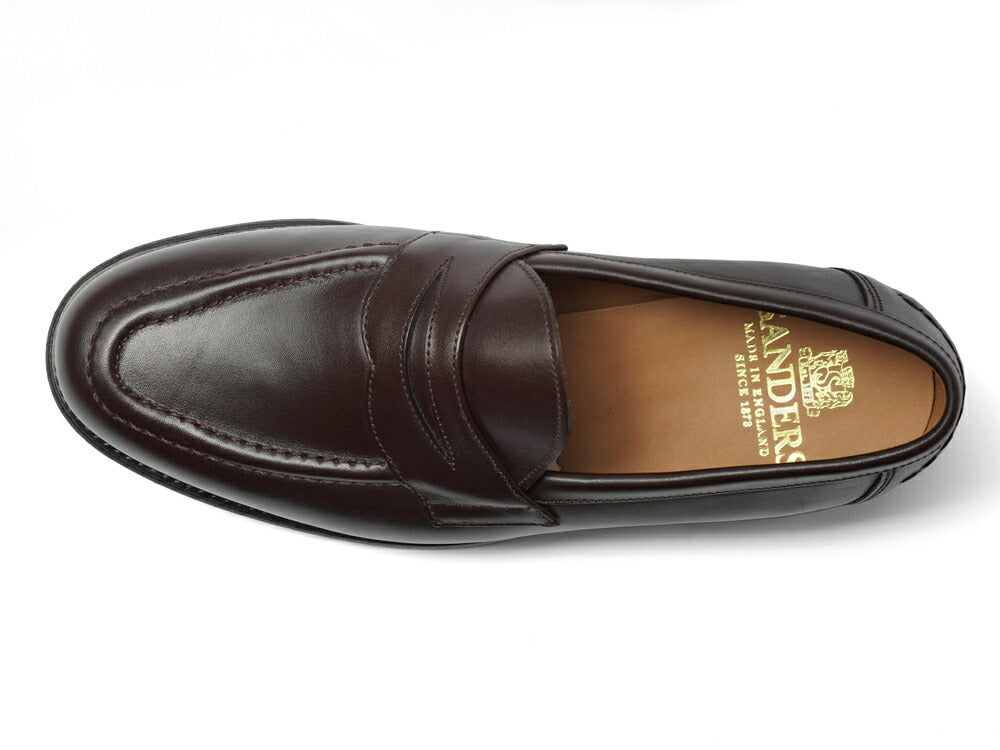サンダース SANDERS CLIVE PENNY LOAFER ペニーローファー コインローファー バックステッチ有 2172TD ダークブラウン ブラウン カーフレザー コマンドソール スキーモック ローファー 英国 イギリス メンズ革靴 高品質 メンズ ブランド 紳士靴 ビジネス カジュアル 革靴