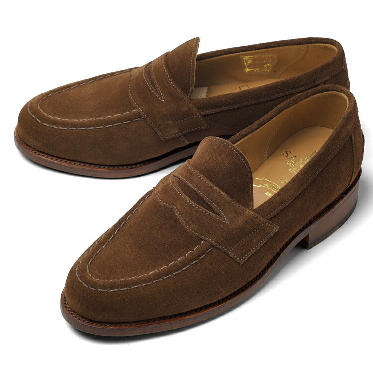 サンダース SANDERS ALDWYCH PENNY LOAFER ペニーローファー コインローファー バックステッチ有 8128PSS ブラウン スナッフ スエード レザーソール  ローファー POLO SNUFF SUEDE 英国 イギリス メンズ革靴 高品質 メンズ ブランド 紳士靴 ビジネス カジュアル 革靴