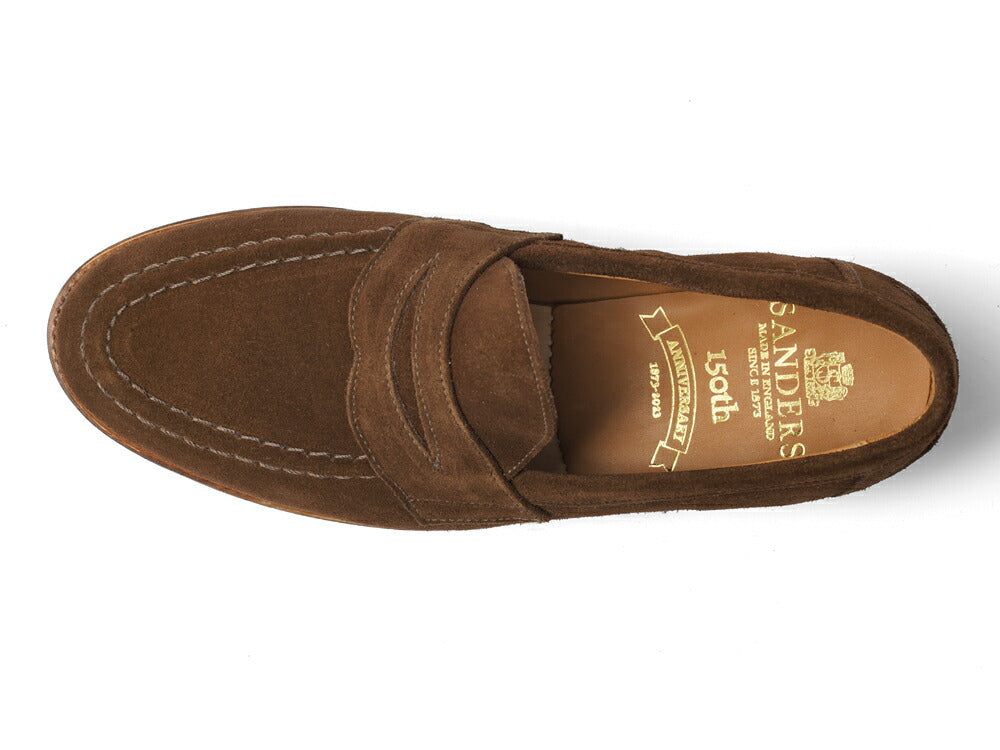 サンダース SANDERS ALDWYCH PENNY LOAFER ペニーローファー コインローファー バックステッチ有 8128PSS ブラウン スナッフ スエード レザーソール  ローファー POLO SNUFF SUEDE 英国 イギリス メンズ革靴 高品質 メンズ ブランド 紳士靴 ビジネス カジュアル 革靴