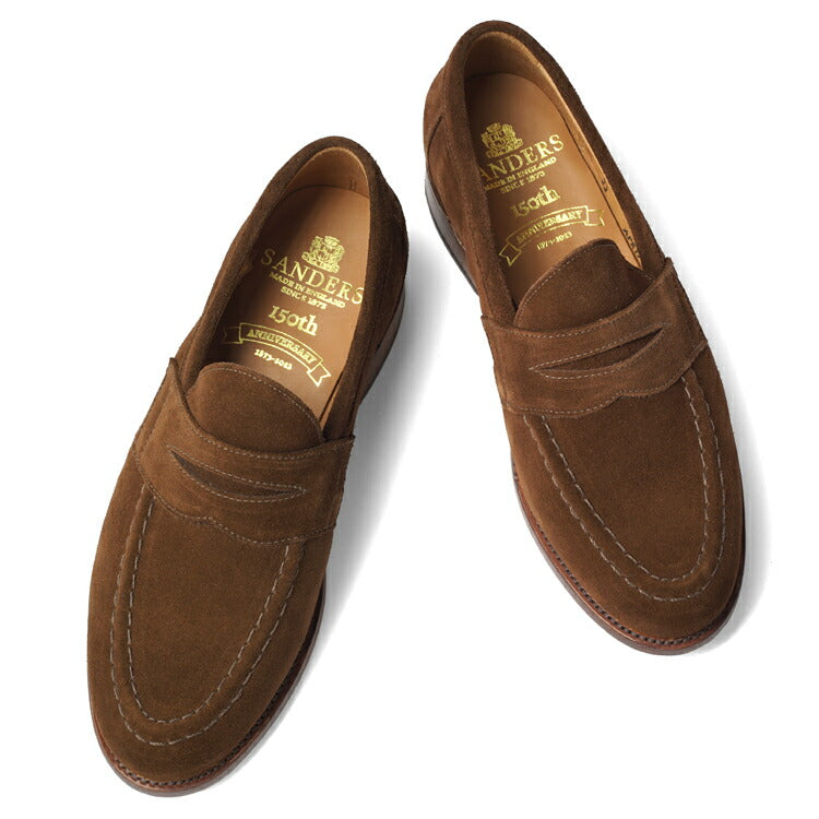 サンダース SANDERS ALDWYCH PENNY LOAFER ペニーローファー コインローファー バックステッチ無し 8128PSS ブラウン スナッフ スエード レザーソール ローファー POLO SNUFF SUEDE 英国 イギリス メンズ革靴 高品質 メンズ ブランド 紳士靴 ビジネス カジュアル 革靴