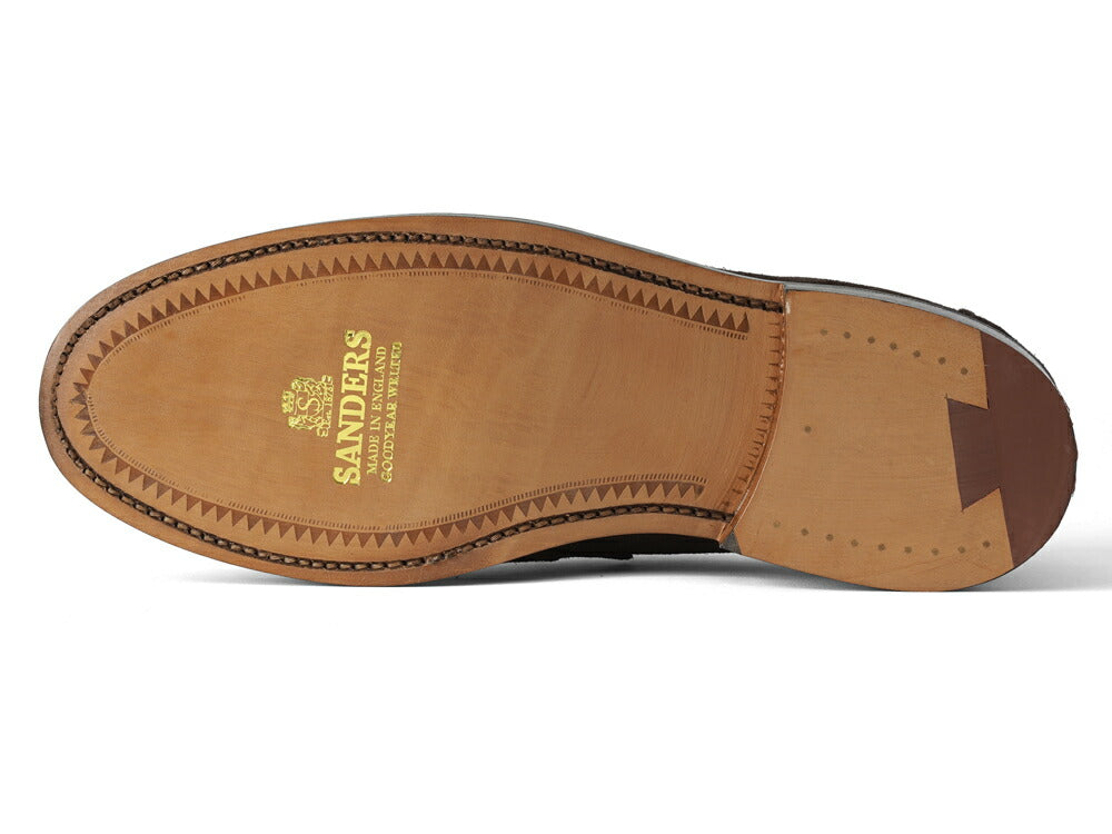 サンダース SANDERS ALDWYCH PENNY LOAFER ペニーローファー コインローファー バックステッチ無し ダークブラウン ブラウン スエード レザーソール ローファー 8128TDSP PINNER SUEDE 英国 イギリス メンズ革靴 高品質 メンズ ブランド 紳士靴 ビジネス カジュアル 革靴
