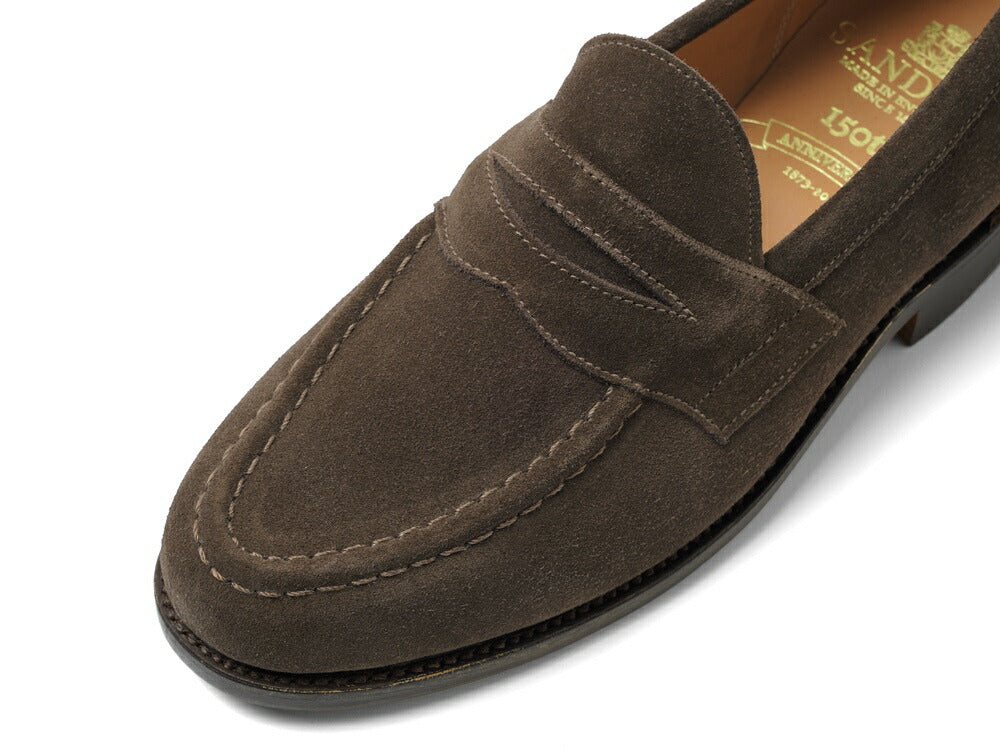 サンダース SANDERS ALDWYCH PENNY LOAFER ペニーローファー コインローファー バックステッチ無し ダークブラウン ブラウン スエード レザーソール ローファー 8128TDSP PINNER SUEDE 英国 イギリス メンズ革靴 高品質 メンズ ブランド 紳士靴 ビジネス カジュアル 革靴