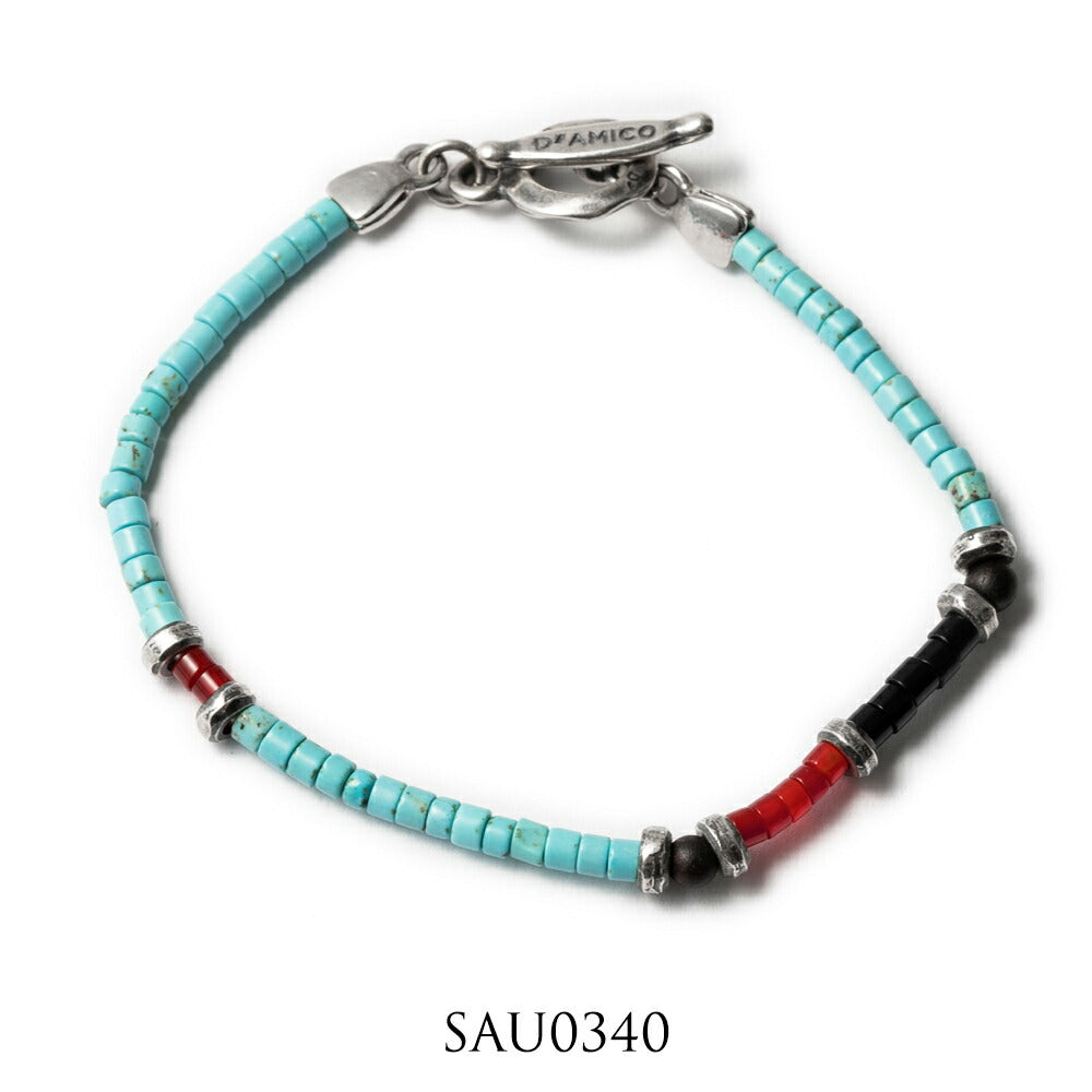 D'AMICO ダミーコ ブレスレット  SAU0340 SAU0341 ブラック ターコイズ オニキス アクセサリー Andrea D'AMICO アンドレアダミコ ダミコ メンズ レディース 石 天然石 天然石ブレスレット ブレス 腕輪 シルバー ブランド カジュアル イタリア 夏 細め