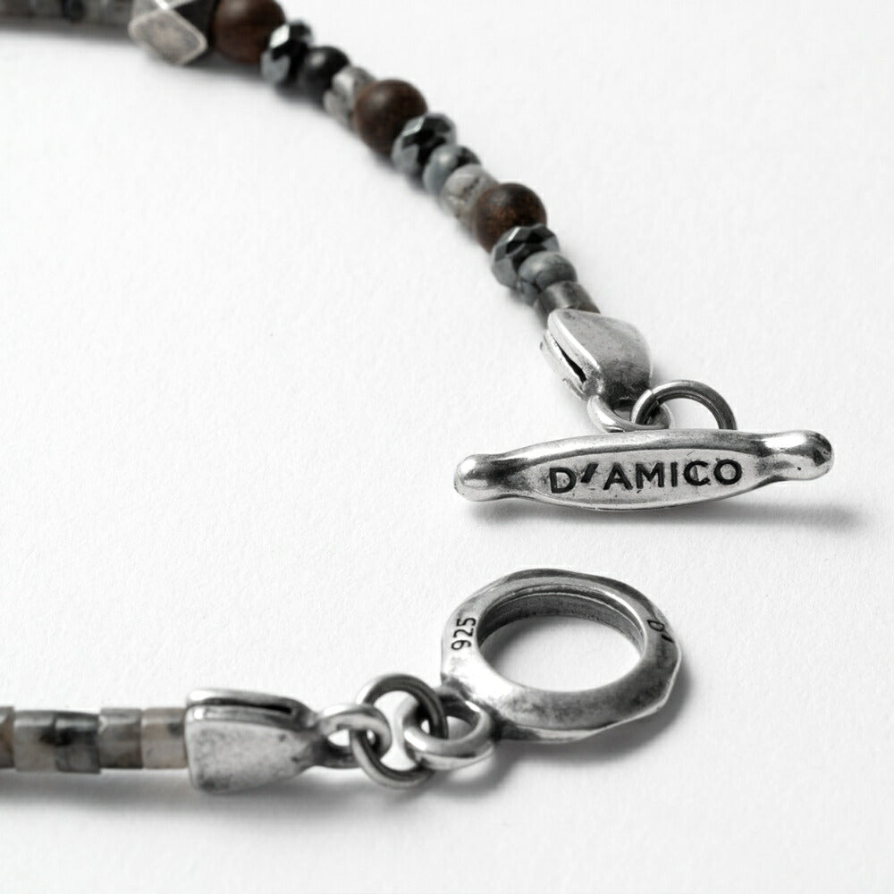 D'AMICO ダミーコ ブレスレット SAU0344 SAU0345 SAU0350 ネイビー グレー ブラウン アクセサリー Andrea D'AMICO アンドレアダミコ ダミコ メンズ レディース 天然石 腕輪 タイガーアイ ソーダライト ラブラドライト シルバー ブランド イタリア 夏 細め