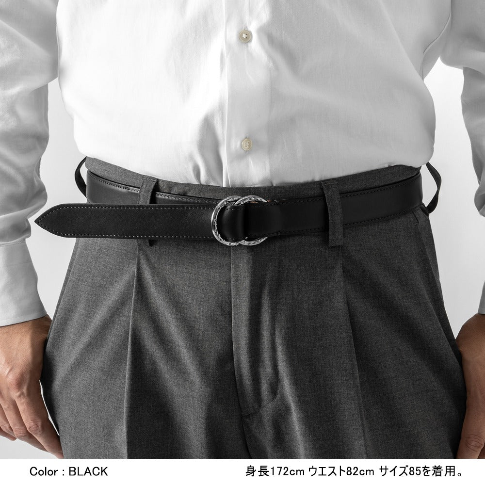 サドラーズ Saddler's リングベルト カーフナッパレザー ステッチ有り【3.0cm幅】RING BELT NAPPA ブラック ダークブラウン メンズ ベルト ビジネス リング イタリア  本革 カーフ ナッパ