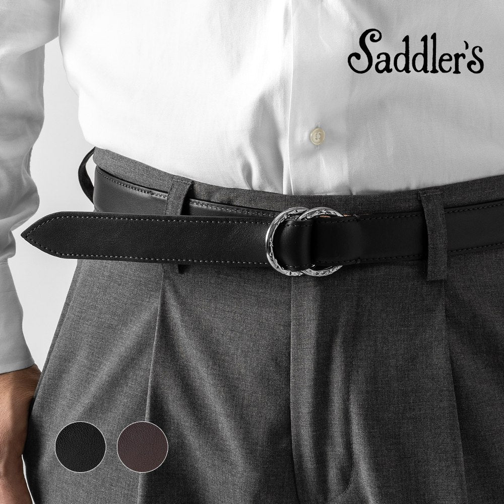 サドラーズ Saddler's リングベルト カーフナッパレザー ステッチ有り【3.0cm幅】RING BELT NAPPA ブラック ダークブラウン メンズ ベルト ビジネス リング イタリア  本革 カーフ ナッパ
