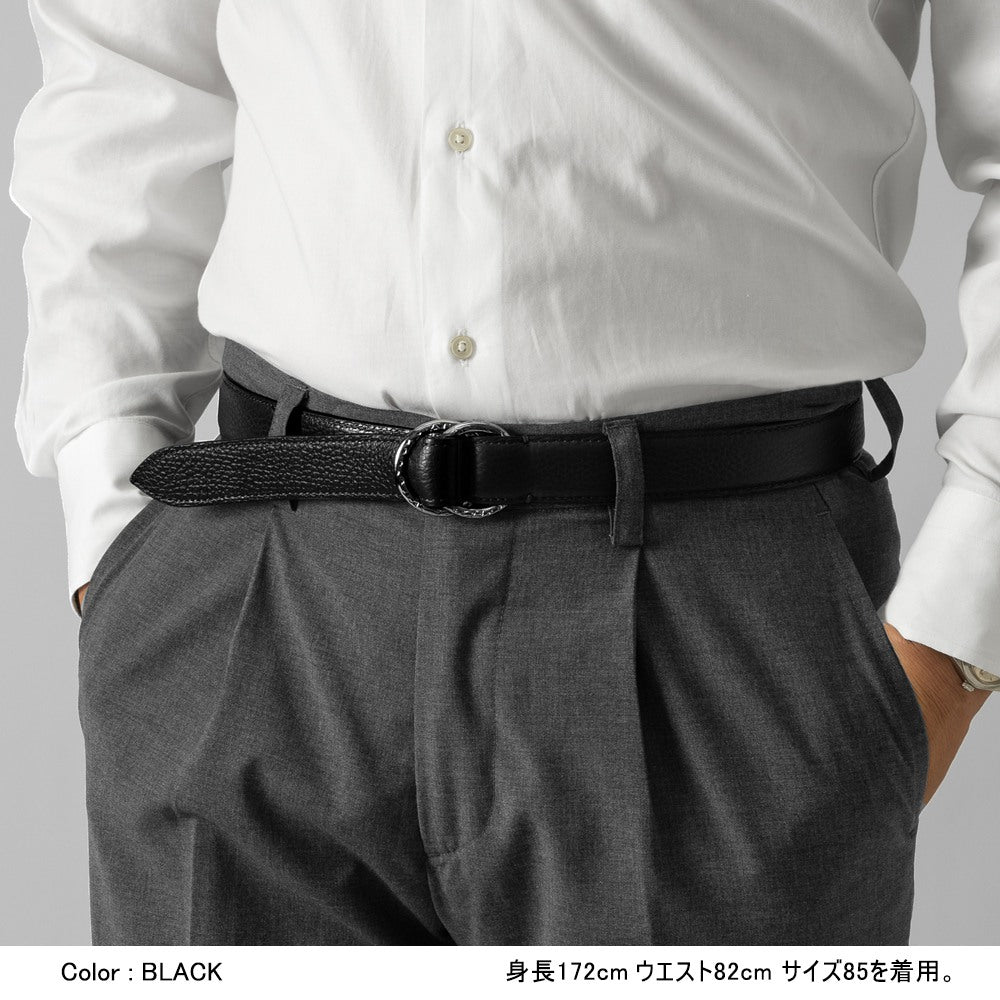 サドラーズ Saddler's リングベルト シボ革（グレイン）ステッチ有り【3.0cm幅】ADRIA RING BELT ブラック ダークブラウン メンズ ベルト ビジネス リング イタリア  本革 カーフ