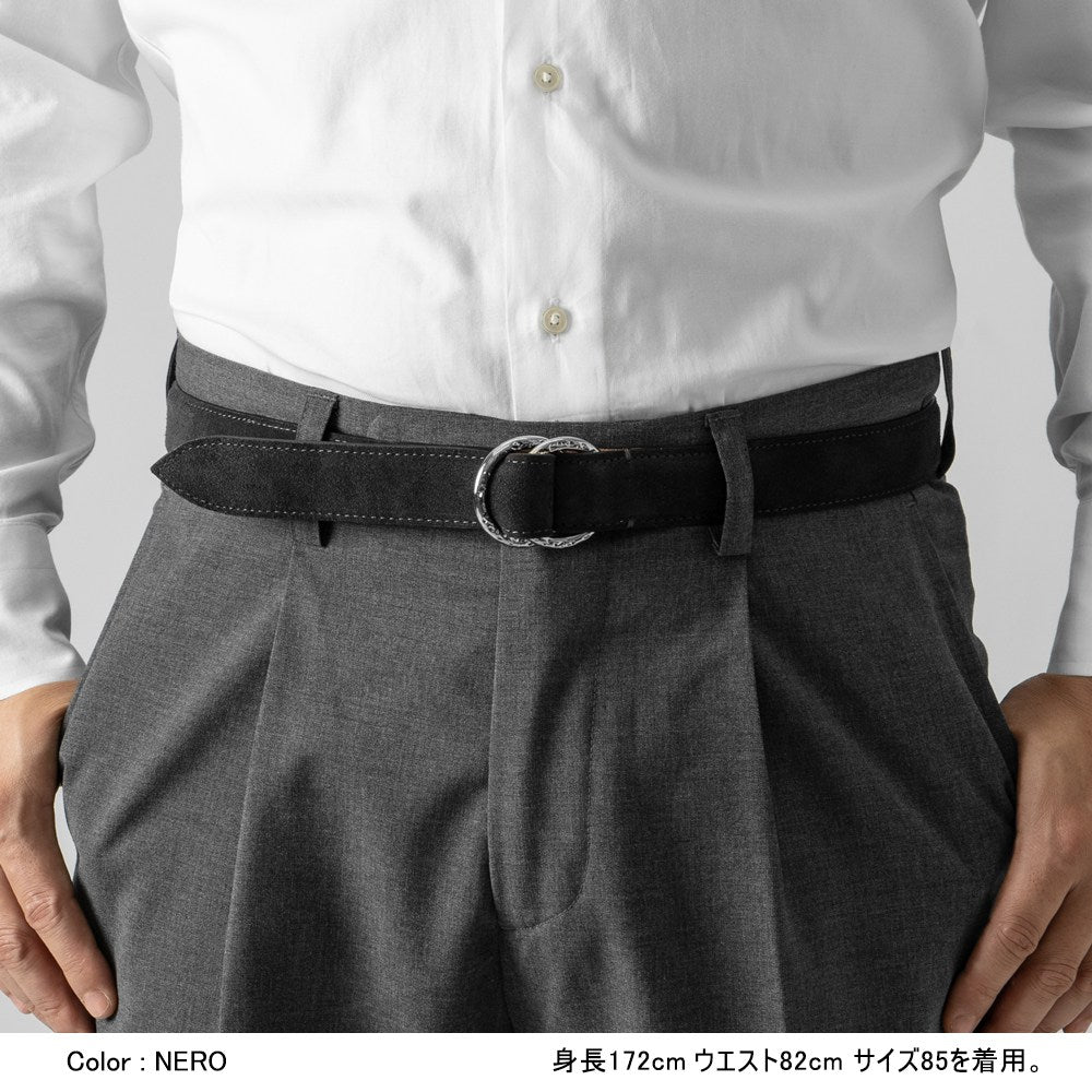 サドラーズ Saddler's リングベルト スエード ステッチ有り【3.0cm幅】　SUEDE RING BELT ブラック ダークブラウン メンズ リング ベルト ビジネス イタリア スウェード