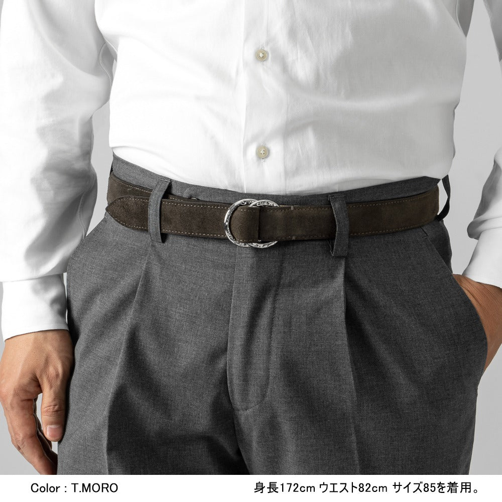 サドラーズ Saddler's リングベルト スエード ステッチ有り【3.0cm幅】　SUEDE RING BELT ブラック ダークブラウン メンズ リング ベルト ビジネス イタリア スウェード