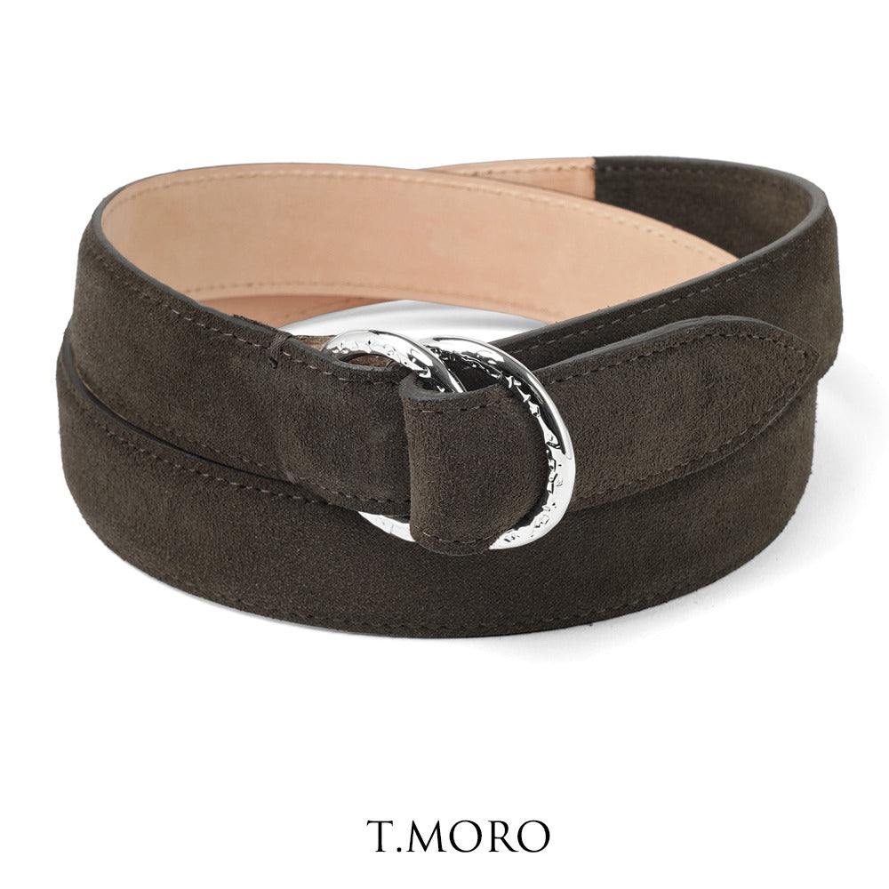 サドラーズ Saddler's リングベルト スエード ステッチ有り【3.0cm幅】　SUEDE RING BELT ブラック ダークブラウン メンズ リング ベルト ビジネス イタリア スウェード