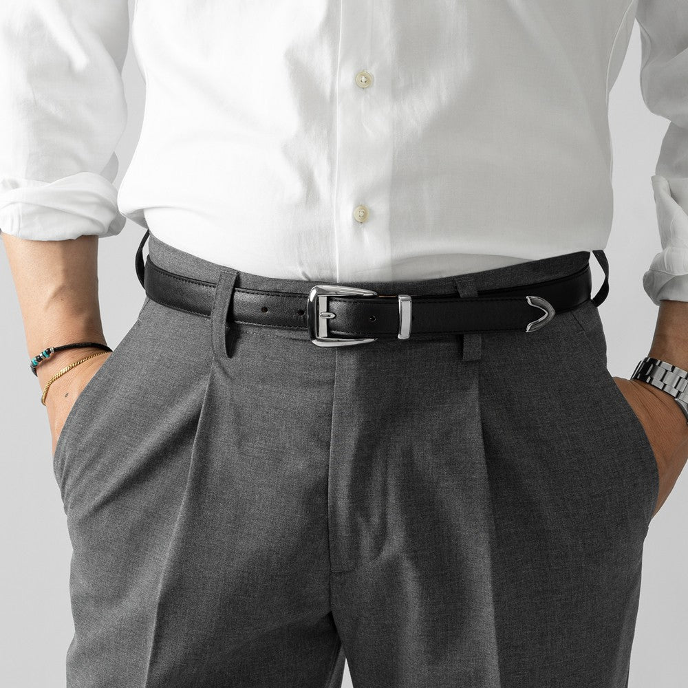 サドラーズ Saddler's レザーベルト プンターレ【2.5cm幅】 G599 ブラック 本革 メンズ ベルト ビジネス カジュアル イタリア シンプル  カーフ