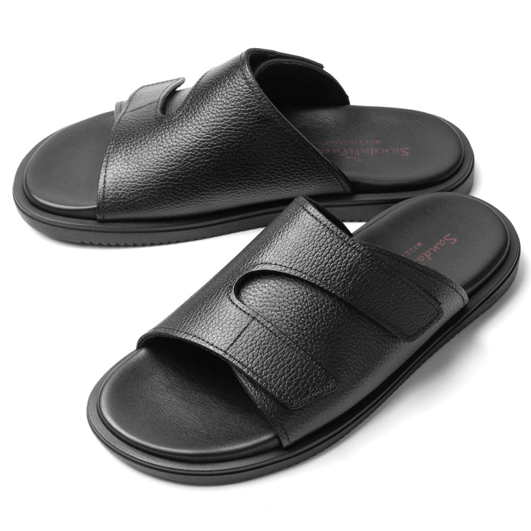 【返品不可】サンダルスファクトリー レザーサンダル シボ革 M7775 ブラック / 黒 THE SANDALS FACTORY 本革 高級 サンダル メンズ ブランド 革 クッション 履き心地 シンプル カジュアル 男性 高級サンダル ブランドサンダル イタリア