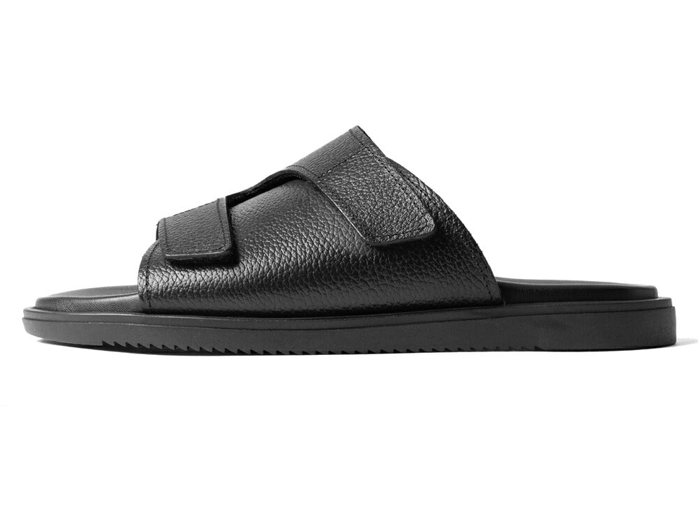 【返品不可】サンダルスファクトリー レザーサンダル シボ革 M7775 ブラック / 黒 THE SANDALS FACTORY 本革 高級 サンダル メンズ ブランド 革 クッション 履き心地 シンプル カジュアル 男性 高級サンダル ブランドサンダル イタリア