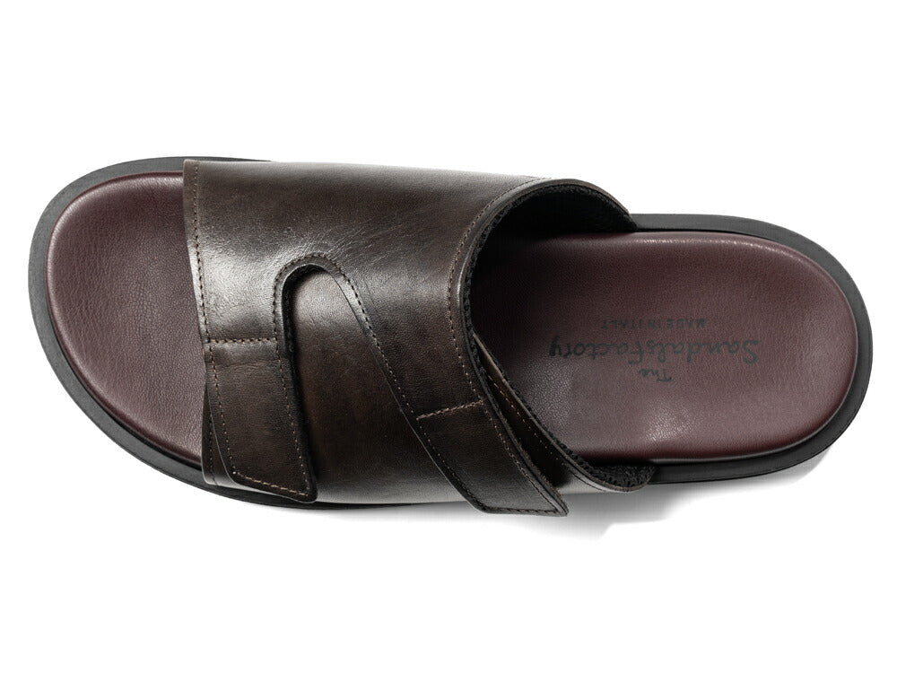 【返品不可】サンダルスファクトリー レザーサンダル スムースレザー M7775 ダークブラウン / 茶 THE SANDALS FACTORY 本革 高級 サンダル メンズ ブランド 革 クッション 履き心地 シンプル カジュアル 男性 高級サンダル ブランドサンダル イタリア